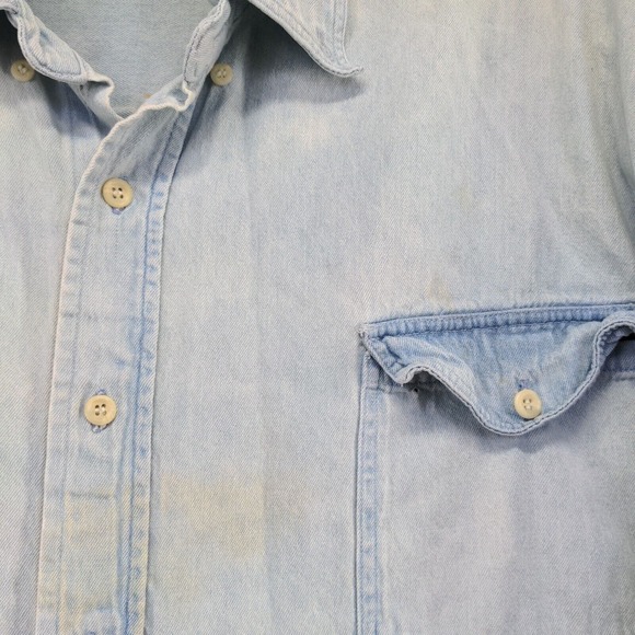 Thompson's Men's Denim Button-Down Shirt Blue XL Long Sleeve Chest Pocket - Picture 4 of 16